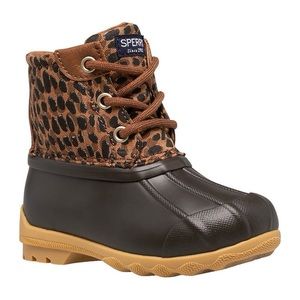 Sperry Toddler Little Girls Duck Boots Leopard Print NIB NEW